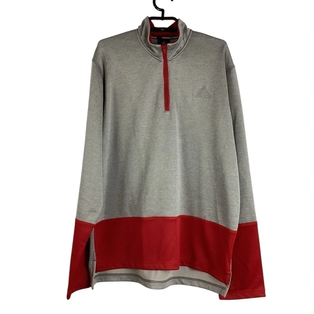 Adidas Basketball 1/4 Zip Pullover Size M Gray Red